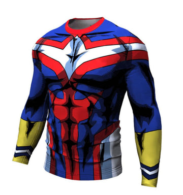 BJJ Rash Guard My Hero 'All Might' Long Sleeve Compression Rash Guard