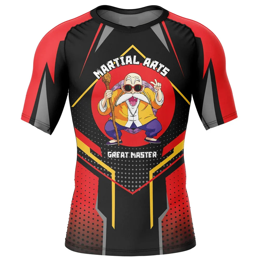 BJJ Rash Guard Dragon Ball Z 'Roshi's Gym' Short Sleeve Compression Rashguard