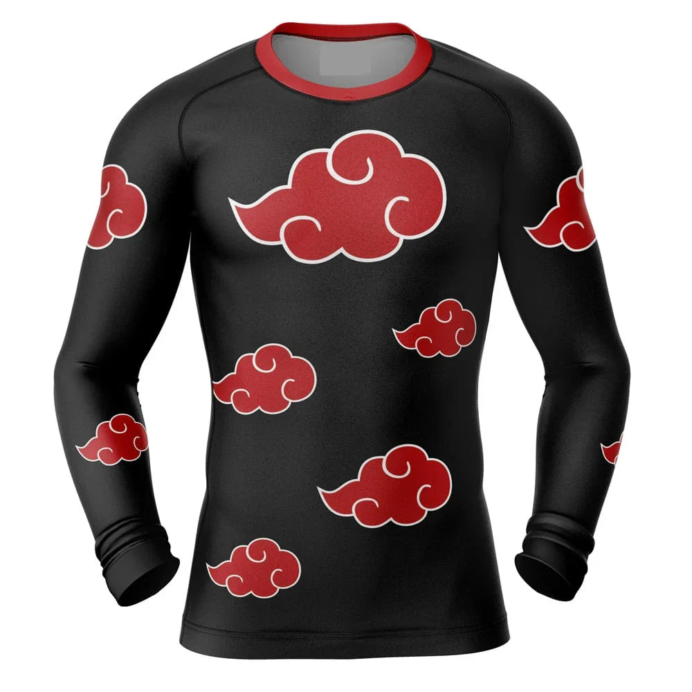 BJJ Rash Guard Naruto 'Akatsuki Cloud' Long Sleeve Compression Rashguard