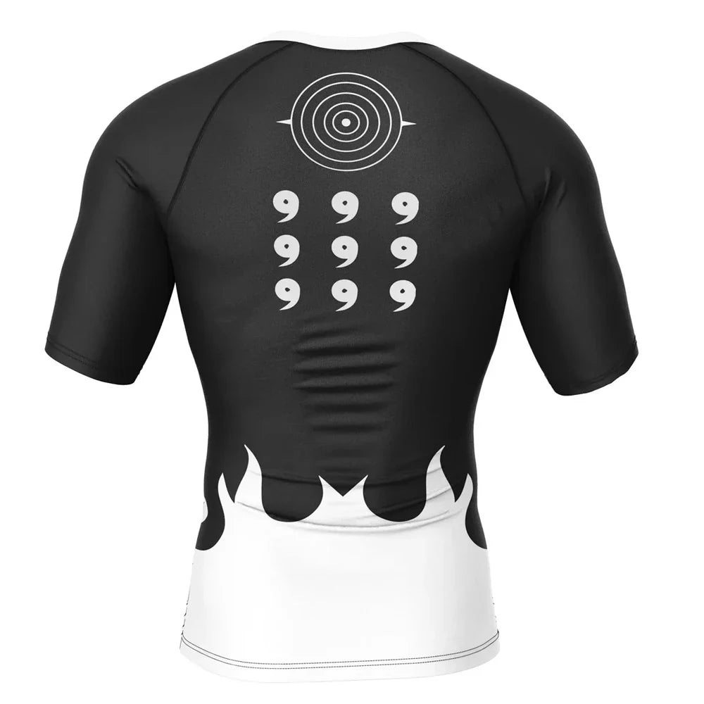 BJJ Rash Guard Naruto '6 Paths | Monochrome' Short Sleeve Compression Rashguard