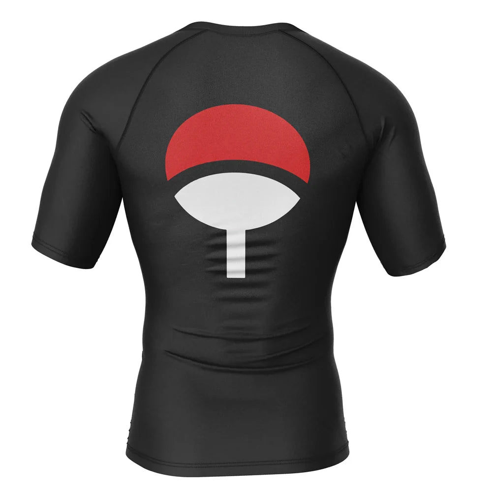 BJJ Rash Guard Naruto 'Uchiha Clan | Black' Short Sleeve Compression Rashguard