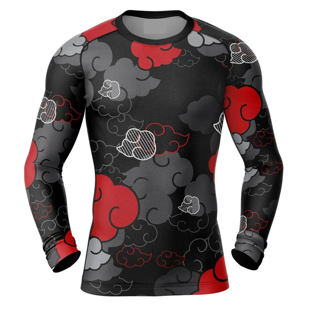 BJJ Rash Guard Naruto 'Akatsuki | Monochrome' Long Sleeve Compression Rashguard