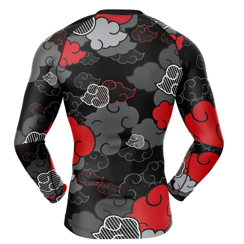 BJJ Rash Guard Kids Naruto 'Akatsuki | Monochrome' Long Sleeve Compression Rashguard