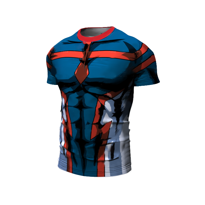 BJJ Rash Guard My Hero Academia Compression 'Young Might' Premium Short Sleeve Rashguard