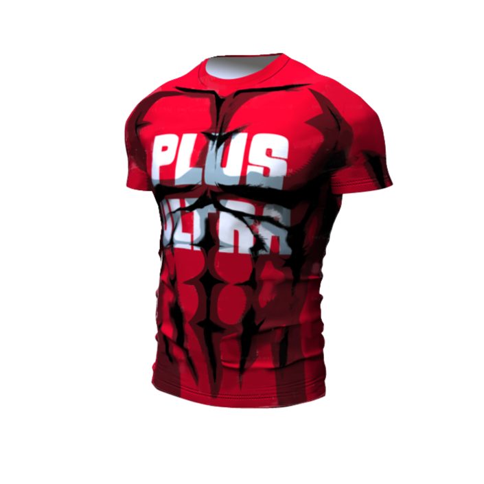 BJJ Rash Guard My Hero Academia Compression 'Plus Ultra Red' Premium Short Sleeve Rashguard