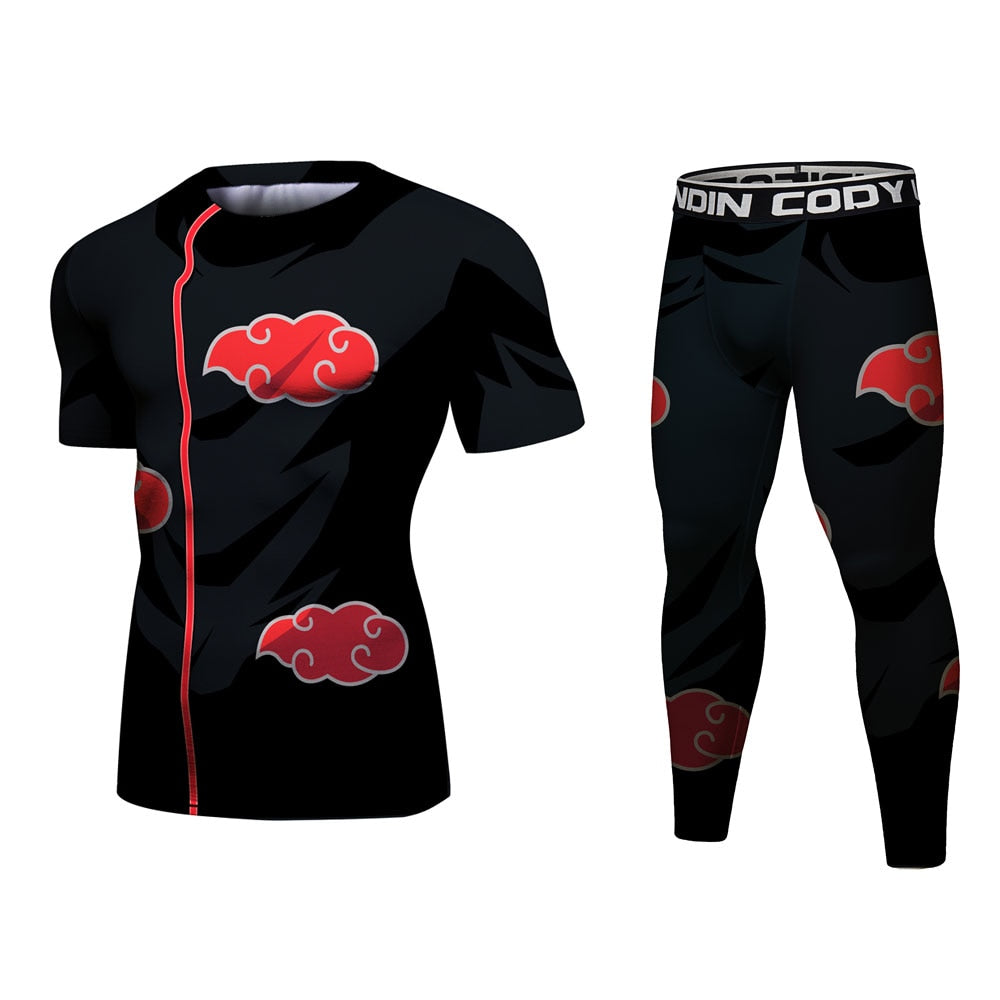 BJJ Rash Guard Naruto 'Akatsuki' Elite Short Sleeve Compression Rash Guard Set