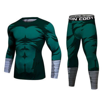 BJJ Rash Guard Naruto 'Rock Lee ' Elite Long Sleeve Compression Rash Guard Set