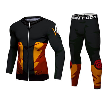 BJJ Rash Guard Naruto Elite Long Sleeve Compression Rash Guard Set