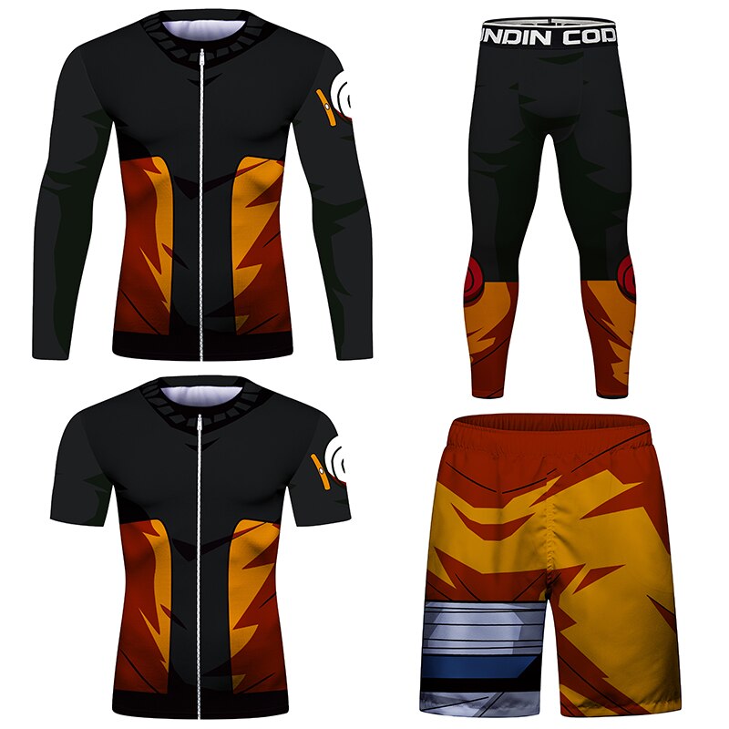 BJJ Rash Guard Naruto Elite Four Piece Compression Rash Guard Fight Set