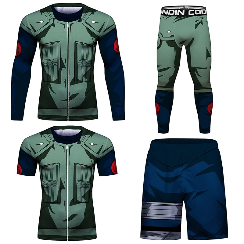 BJJ Rash Guard Naruto 'Kakashi' Elite Four Piece Compression Rash Guard Fight Set