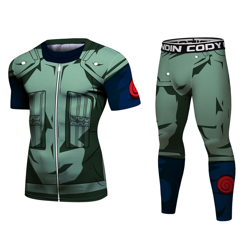 BJJ Rash Guard Naruto 'Kakashi' Elite Short Sleeve Compression Rash Guard Set