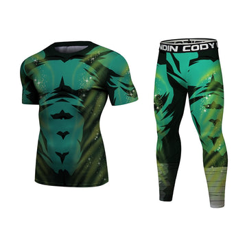 BJJ Rash Guard Naruto 'Rock Lee | 2.0' Elite Short Sleeve Compression Rash Guard Set