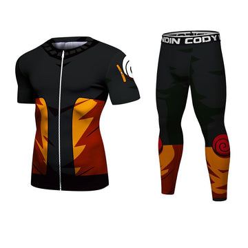 BJJ Rash Guard Naruto Elite Short Sleeve Compression Rash Guard Set