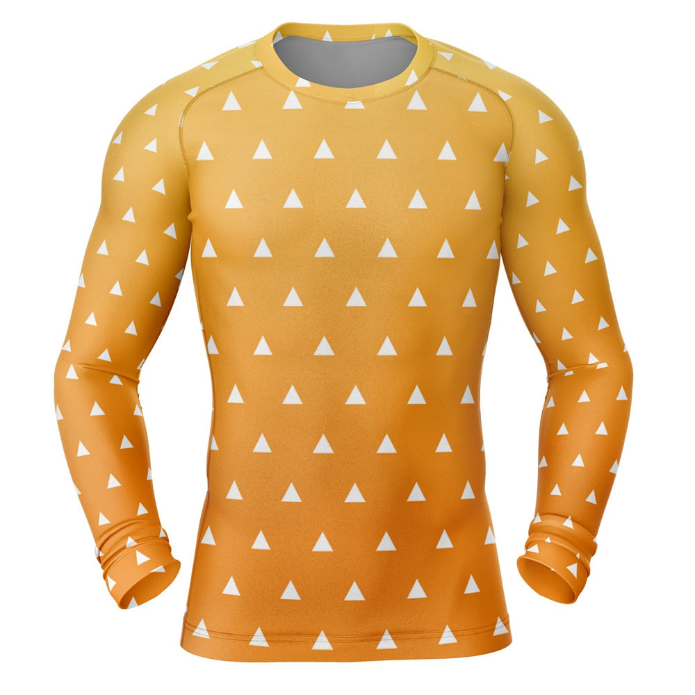 Demon Slayer 'Zenitsu Print' Long Sleeve Compression Rashguard