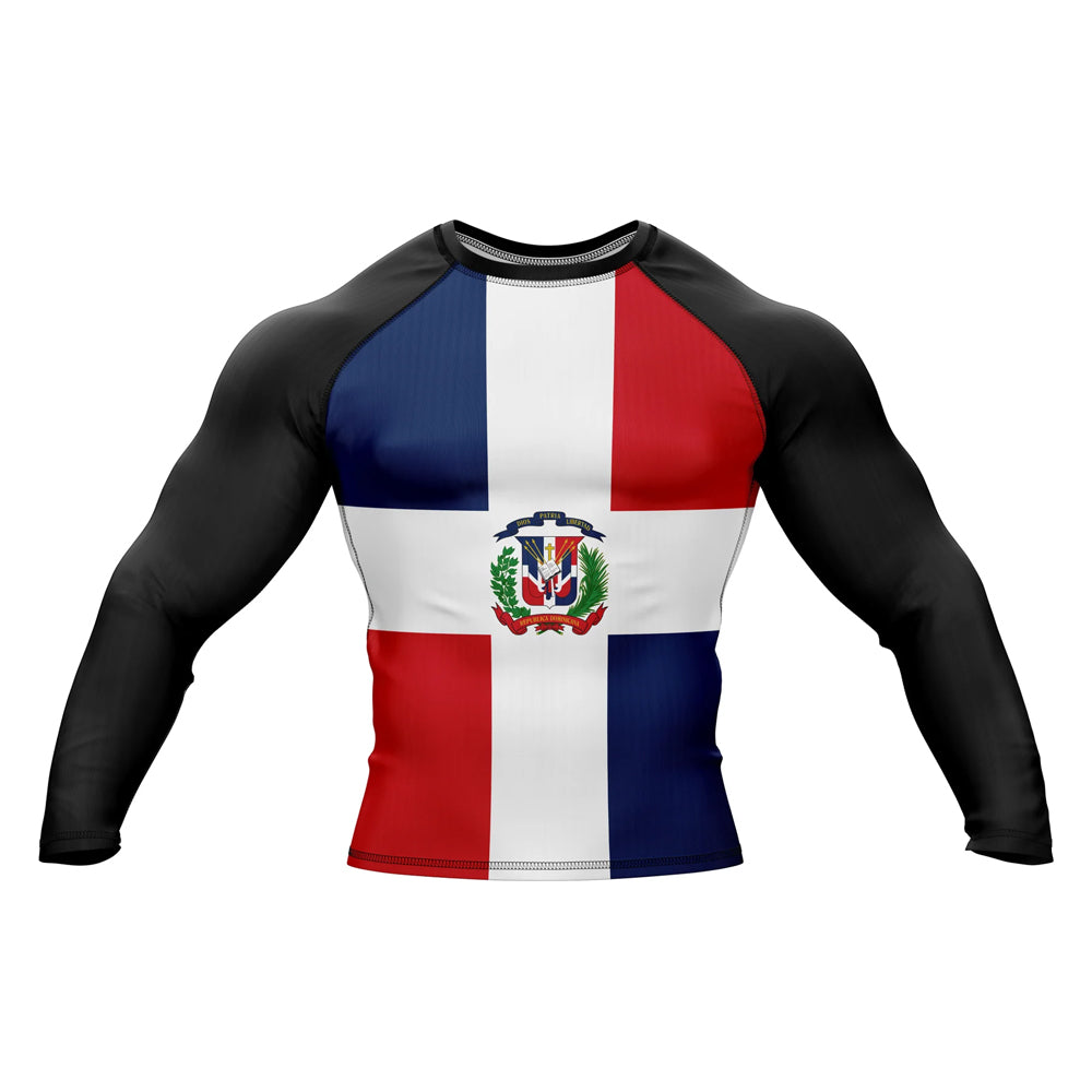 Dominican Republic Flag Long Sleeve Compression Rashguard