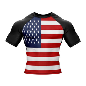 American Flag Short Sleeve Compression Rashguard