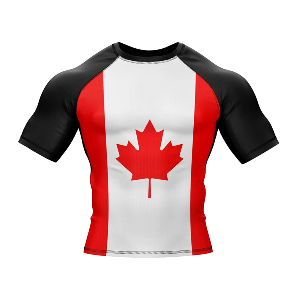 Canadian Flag Short Sleeve Compression Rashguard