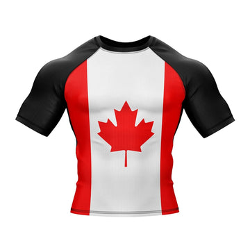 Canadian Flag Short Sleeve Compression Rashguard