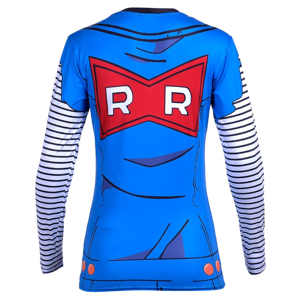 BJJ Rash Guard Women's Dragon Ball Z Compression 'Lapis | Lazuli | Android 18' Long Sleeve Rashguard