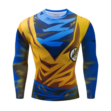 BJJ Rash Guard Super Saiyan Goku Dragon Ball Z Long Sleeve Compression Rashguard