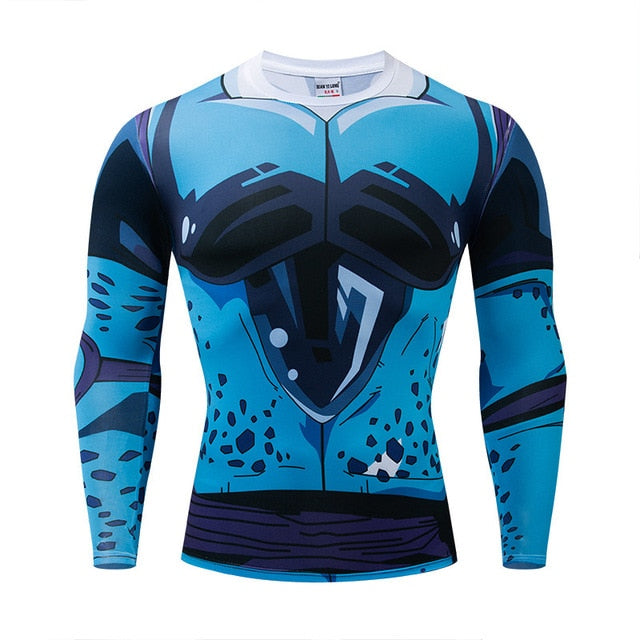 BJJ Rash Guard Cell Jr Dragon Ball Z Long Sleeve Compression Rash Guard