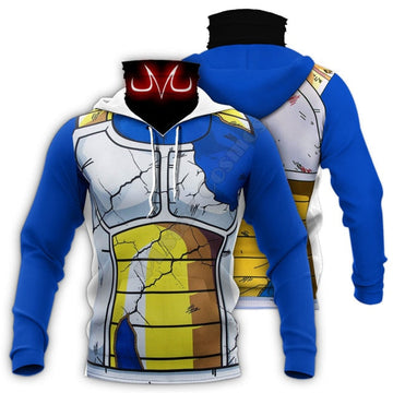 BJJ Rash Guard Dragon Ball Z 'Vegeta | Battle Damaged' Pullover Hoodie with Pull-Up Neck