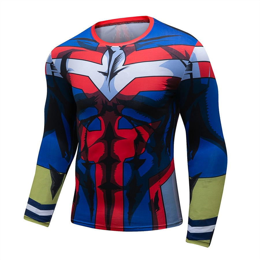 BJJ Rash Guard My Hero Academia Compression 'All Might' Elite Long Sleeve Rashguard