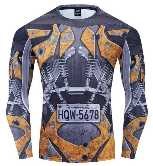 BJJ Rash Guard Transformers 'BumbleBee' Compression Long Sleeve Rashguard