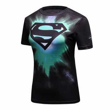 Women's Supergirl Compression 'Tie Dye/Black' Elite Short Sleeve Rashguard