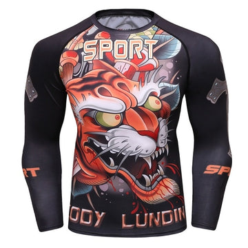 Tiger Compression 'Food for Thought' Elite Long Sleeve Rashguard