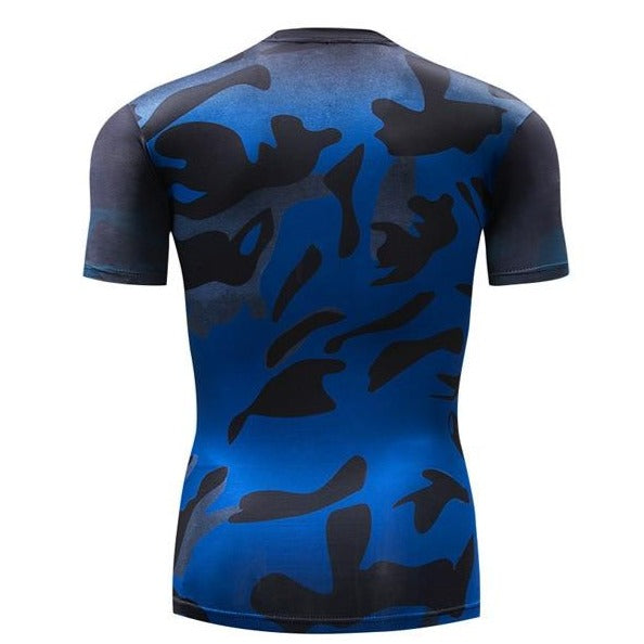 Camouflage Compression 'Liquid | Blue' Short Sleeve Rashguard