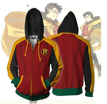 Robin 'Damian Wayne' Zip Up Hoodie-RashGuardStore