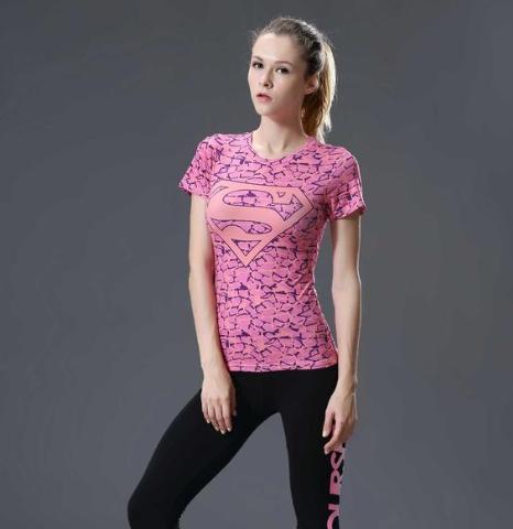 Supergirl 'Pink Onyx' Compression Short Sleeve Rash Guard-RashGuardStore