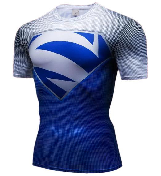 Superman "Blue/Electric" Premium Dri-Fit Short Sleeve Rashguard-RashGuardStore