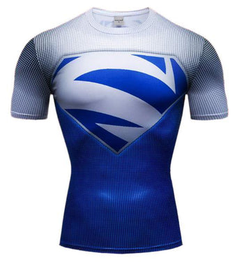 Superman "Blue/Electric" Premium Dri-Fit Short Sleeve Rashguard-RashGuardStore