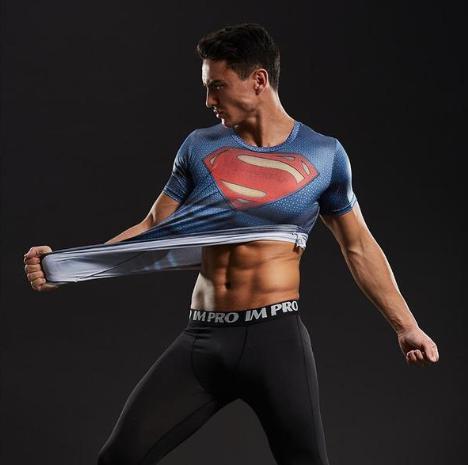 Superman "Distant Fires" Short Sleeve Compression Rashguard-RashGuardStore