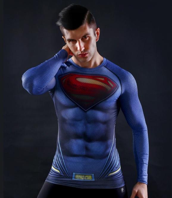 Superman "Man Of Steel" Compression Long Sleeve Rashguard-RashGuardStore