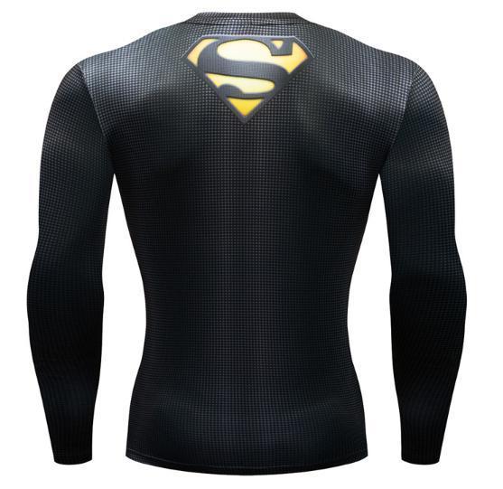 Superman "Powersuit Black/Yellow" Premium Dri-Fit Long Sleeve Rashguard-RashGuardStore