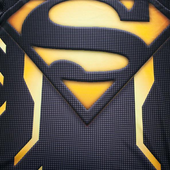 Superman "Powersuit Black/Yellow" Premium Dri-Fit Short Sleeve Rashguard-RashGuardStore