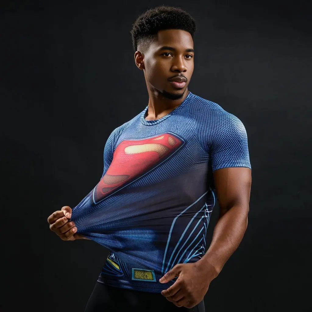 Superman Short Sleeve Compression Rashguard-RashGuardStore